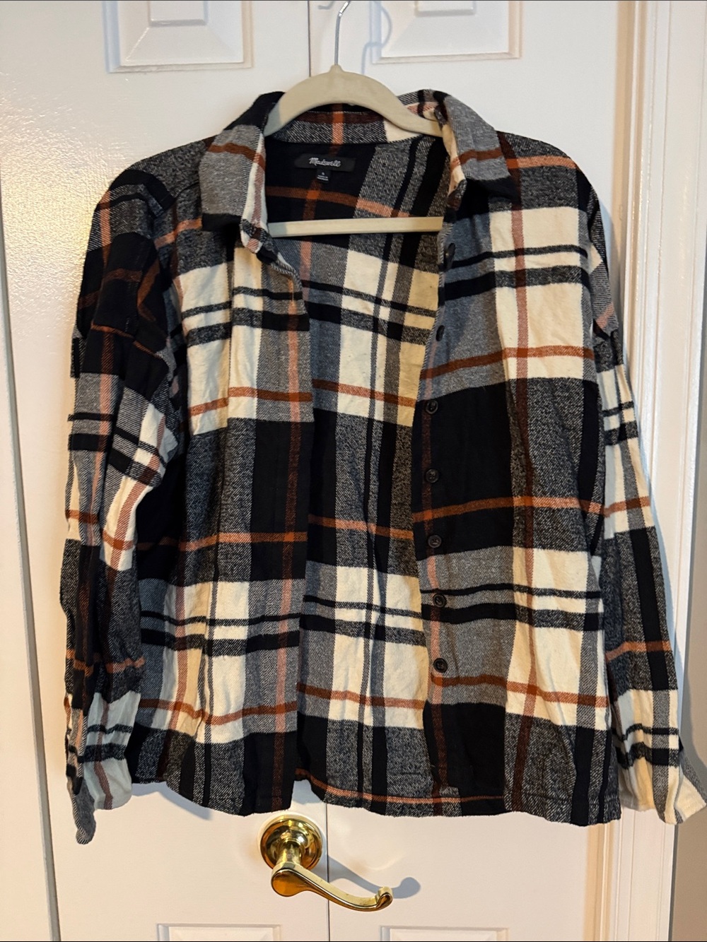 Madewell Black and Brown Plaid Shirt